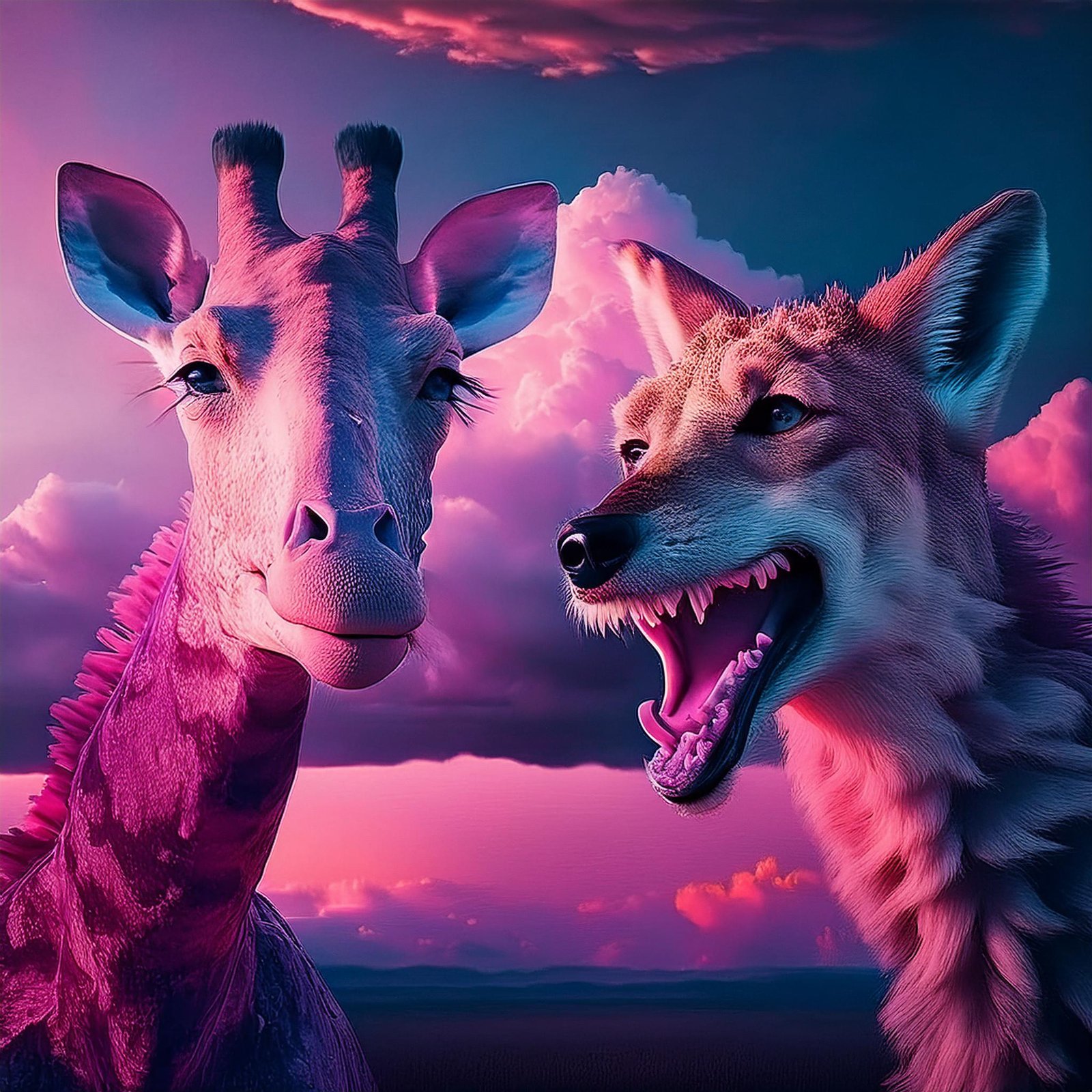 Image illustrant une girafe et un chacal, les personnages de M.Rosenberg pour la définition de la CNV par Marie, spécialiste en communication bienveillante à Puget-sur-Argens